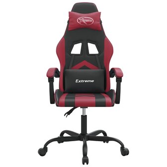 Gamestoel draaibaar kunstleer zwart en wijnrood 3