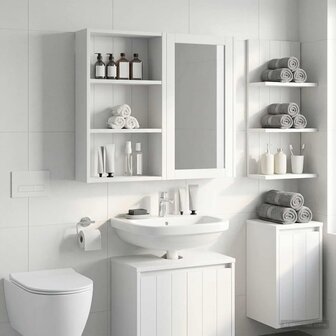 Badkamerwandkast Wit 40 x 14 x 70 cm Geconstrueerd hout 5