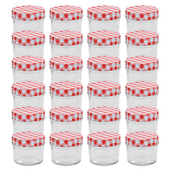 Jampotten met wit met rode deksels 24 st 110 ml glas 1