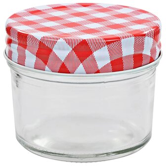 Jampotten met wit met rode deksels 24 st 110 ml glas 3