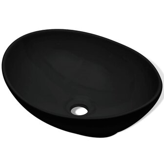 Wastafel ovaal 40x33 cm keramiek zwart 4