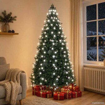 Kerstboomverlichting met 210 LED&amp;apos;s koudwit net 210 cm 1