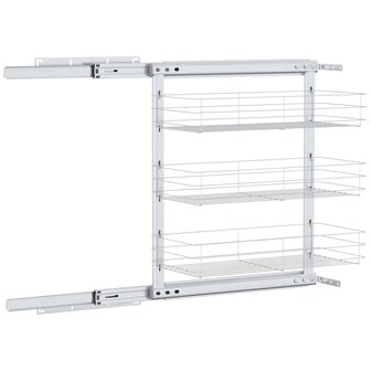 Draadmand keuken uittrekbaar 3-laags 47x25x56 cm zilverkleurig 7