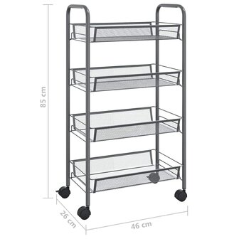 Keukentrolley 4-laags 46x26x85 cm ijzer grijs 7