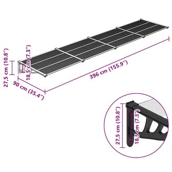 Deurluifel 396x90 cm polycarbonaat zwart en transparant 6