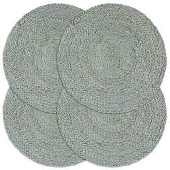 Placemats 4 st rond 38 cm jute olijfgroen 1