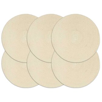 Placemats 6 st rond 38 cm katoen natuurlijk 1