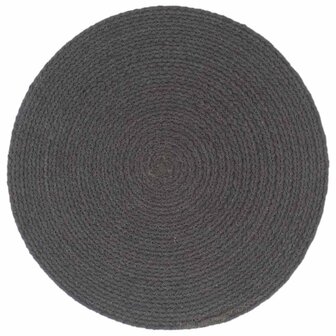 Placemats 4 st rond 38 cm katoen effen donkergrijs 2
