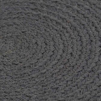 Placemats 4 st rond 38 cm katoen effen donkergrijs 3