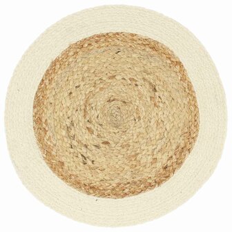 Placemats 6 st rond 38 cm jute en katoen natuurlijk 2