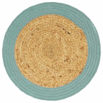 Placemats 6 st 38 cm jute en katoen natuurlijk en groen 2