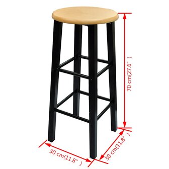 3-delige Bartafel en -krukkenset massief hout en staal 7