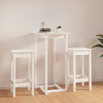 3-delige Barset massief grenenhout wit 3
