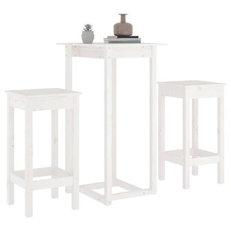 3-delige Barset massief grenenhout wit 4