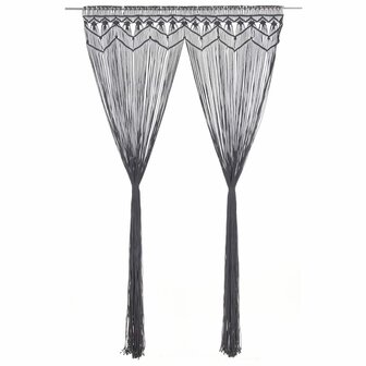 Gordijn macram&eacute; 140x240 cm katoen antraciet 1