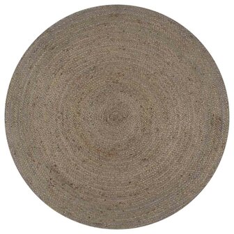 Vloerkleed handgemaakt rond 90 cm jute grijs 1
