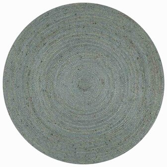 Vloerkleed handgemaakt rond 90 cm jute olijfgroen 1