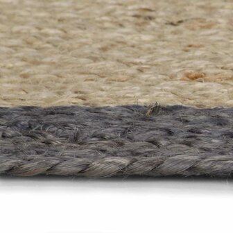 Vloerkleed handgemaakt met donkergrijze rand 90 cm jute 3