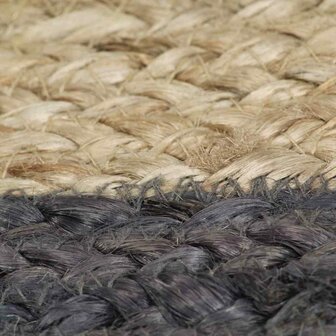 Vloerkleed handgemaakt met donkergrijze rand 90 cm jute 5