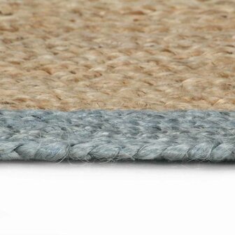Vloerkleed handgemaakt met olijfgroene rand 90 cm jute 3