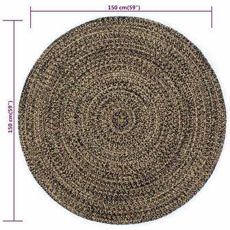 Vloerkleed handgemaakt 150 cm jute zwart en naturel 5