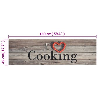 Keukenmat wasbaar cooking-print 45x150 cm fluweel grijs 5