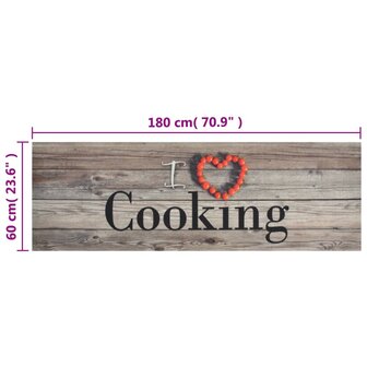 Keukenmat wasbaar cooking-print 60x180 cm fluweel grijs 5