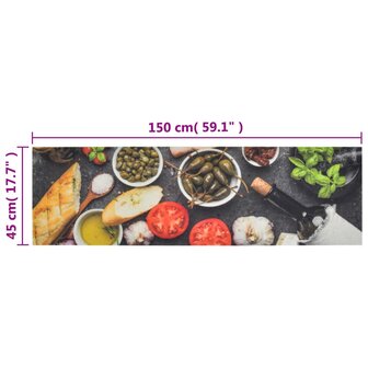 Keukenmat wasbaar wijn- en dinerprint 45x150 cm fluweel 5