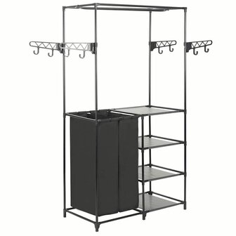 Kledingrek 87x44x158 cm staal en ongeweven stof zwart 1