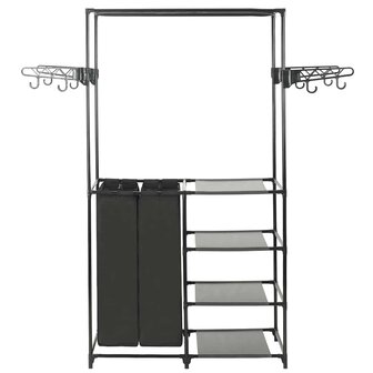 Kledingrek 87x44x158 cm staal en ongeweven stof zwart 2