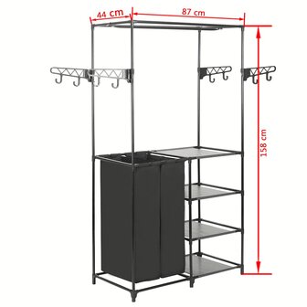 Kledingrek 87x44x158 cm staal en ongeweven stof zwart 7