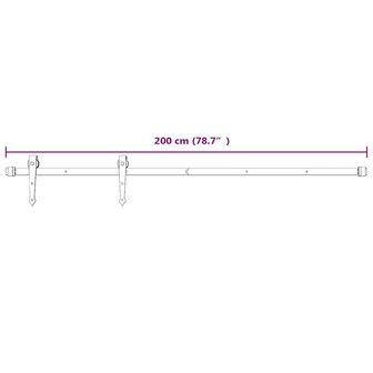 Beslagset voor schuifdeur 200 cm staal wit 7