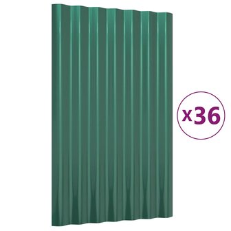 Dakpanelen 36 st 60x36 cm gegalvaniseerd staal groen 2