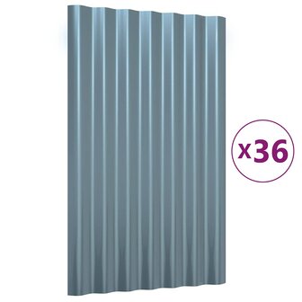 Dakpanelen 36 st 60x36 cm gegalvaniseerd staal grijs 2