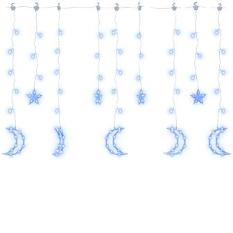 Lichtslinger ster en maan afstandsbediening 138 LED&amp;apos;s blauw 2