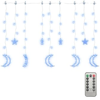 Lichtslinger ster en maan afstandsbediening 138 LED&amp;apos;s blauw 3