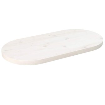 Tafelblad ovaal 70x35x2,5 cm massief grenenhout wit 1