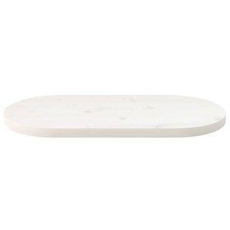 Tafelblad ovaal 70x35x2,5 cm massief grenenhout wit 3