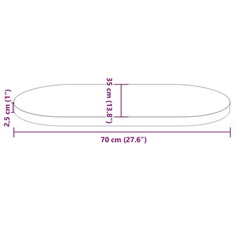 Tafelblad ovaal 70x35x2,5 cm massief grenenhout wit 8