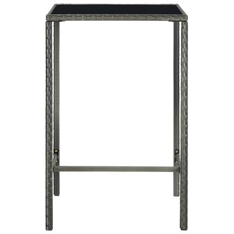 Tuinbartafel 70x70x110 cm poly rattan en glas grijs 2