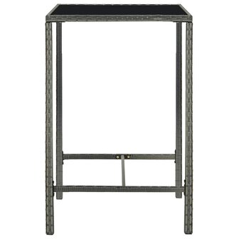 Tuinbartafel 70x70x110 cm poly rattan en glas grijs 3