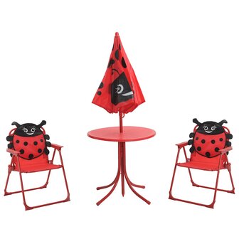 3-delige Bistroset voor kinderen met parasol rood 2