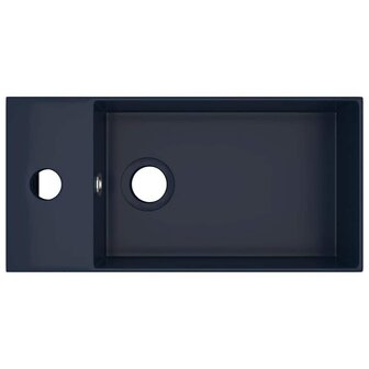 Wastafel met overloop keramiek donkerblauw 4