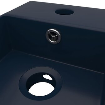Wastafel met overloop keramiek donkerblauw 6