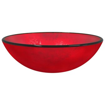 Wasbak 42x14 cm gehard glas rood 2