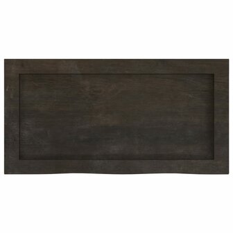 Wastafelblad 60x30x(2-4) cm behandeld massief hout donkerbruin 4