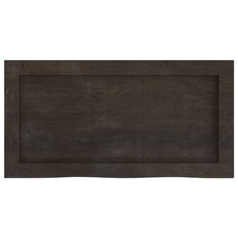 Wastafelblad 60x30x(2-6) cm behandeld massief hout donkerbruin 4