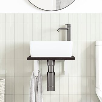 Badkamer wandschap staal en massief eikenhout 3
