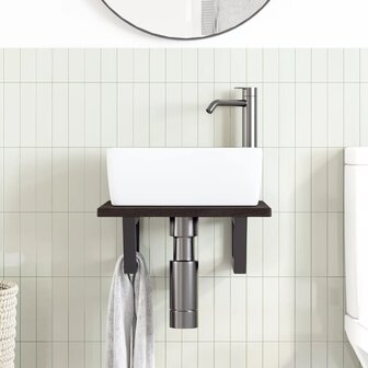 Badkamer wandschap staal en massief eikenhout 3