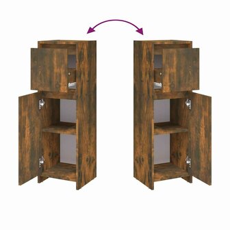 Badkamerkast 30x30x95 cm bewerkt hout gerookt eikenkleurig 6